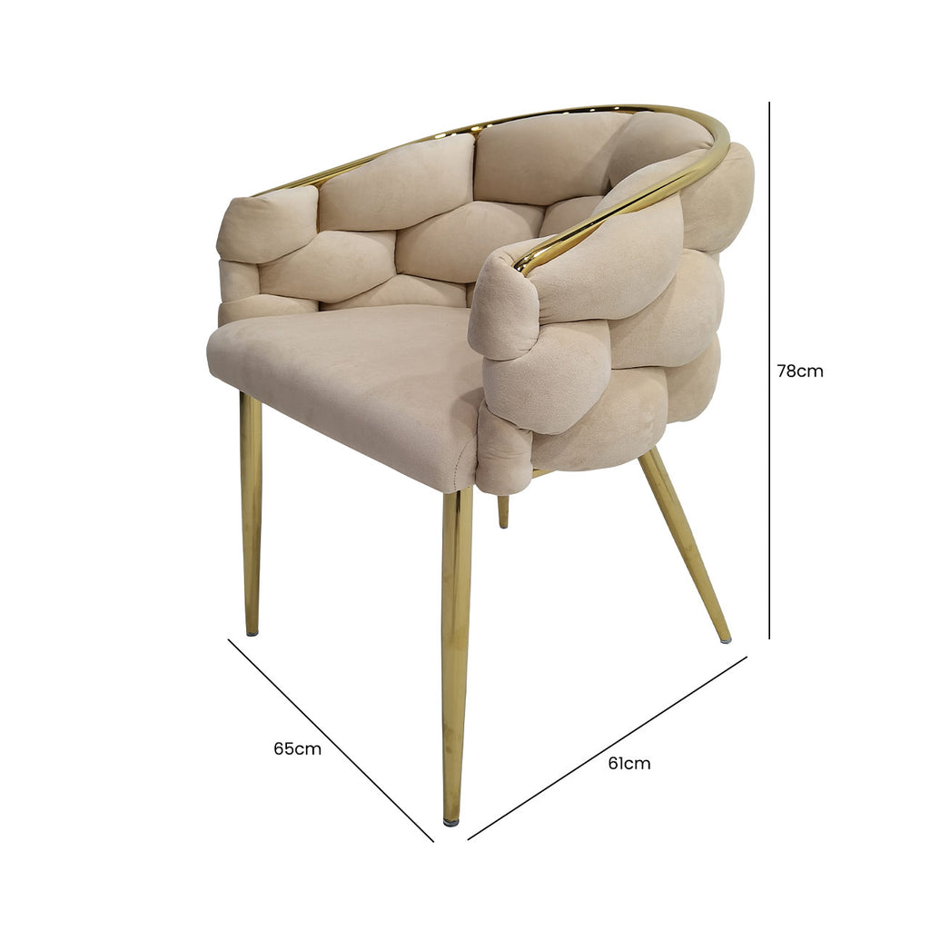 bubble velvet chair with gold legs