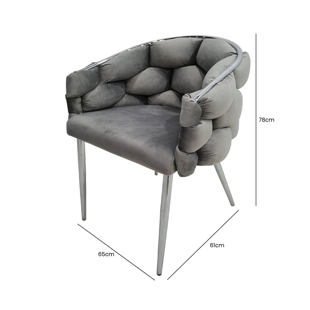grey bubble velvet chair