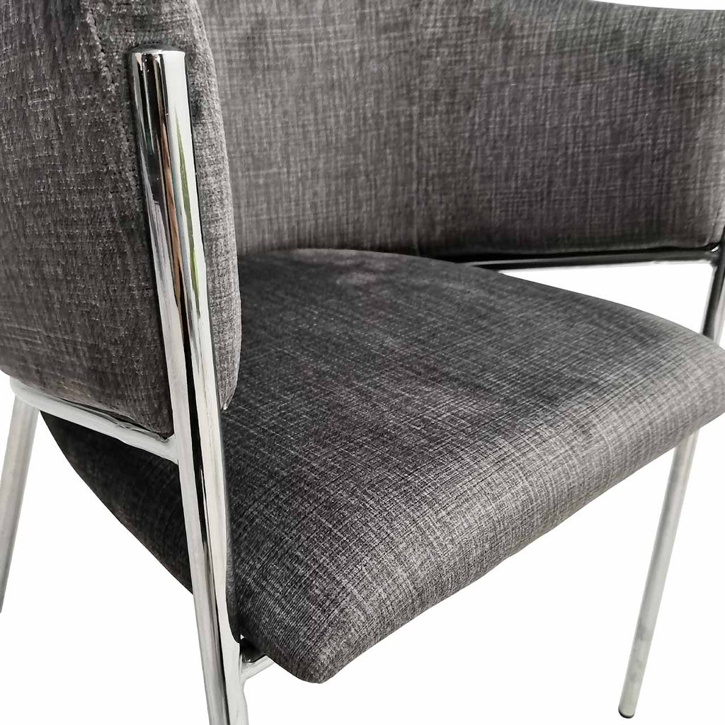 grey velvet chrome dining chair