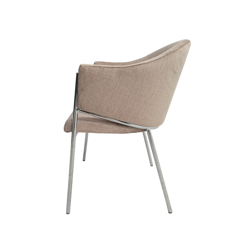 velvet taupe chair with chrome legs