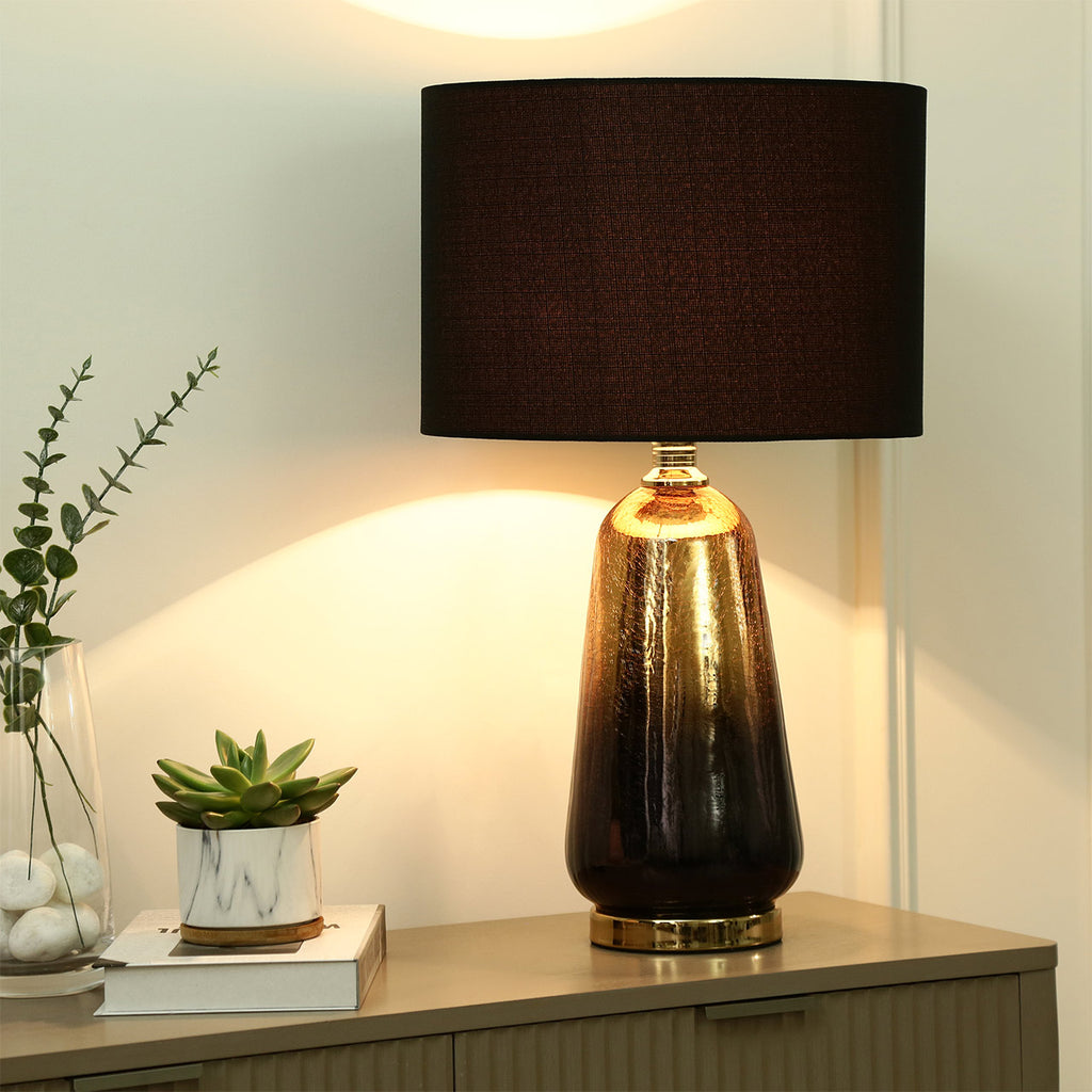 Gold & Black Ombre Glass Table Lamp