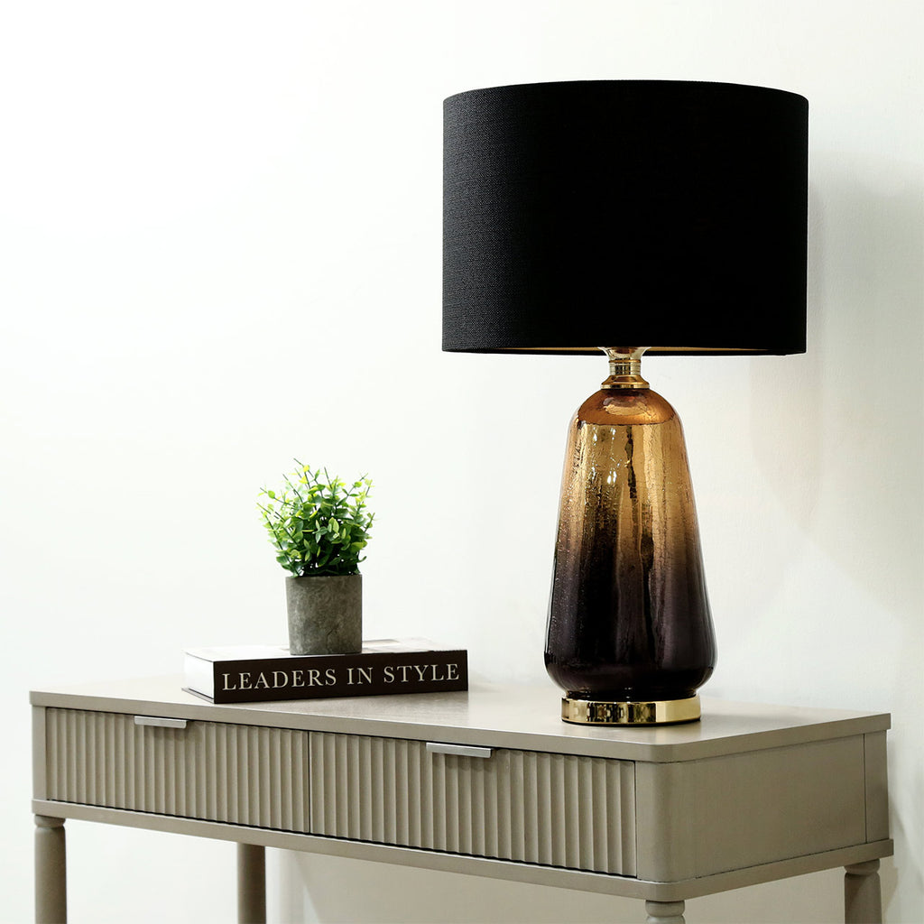 Gold & Black Ombre Glass Table Lamp