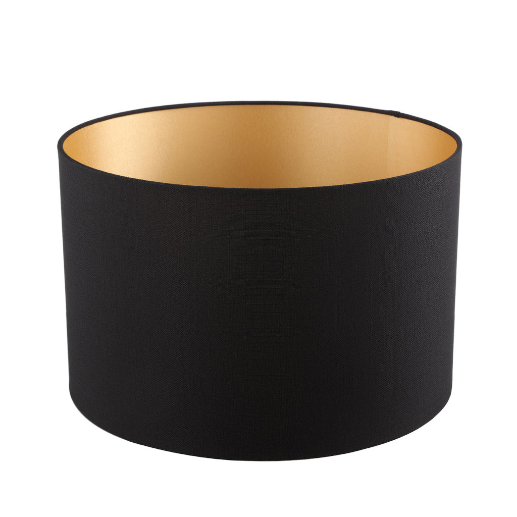 Gold and Black Glass Table Lamp with Black Linen Shade