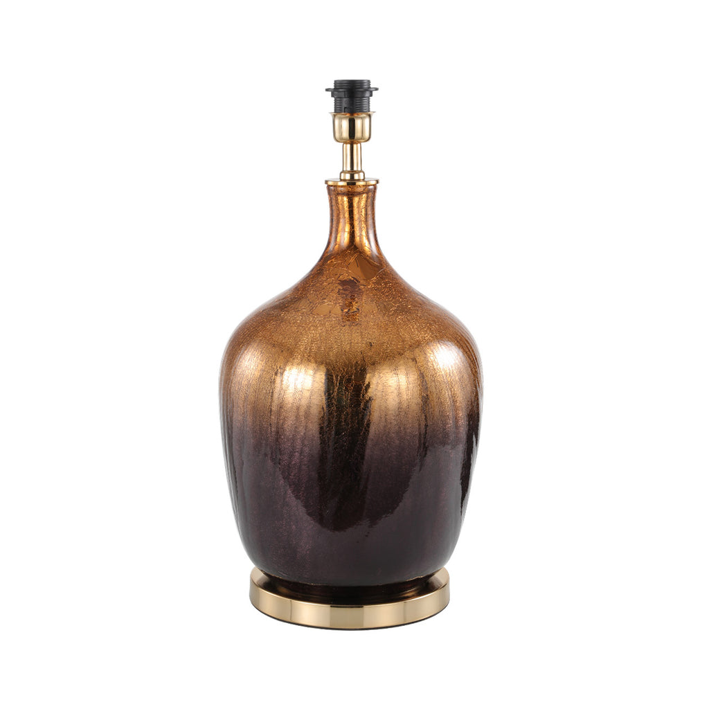 Gold and Black Glass Table Lamp with Black Linen Shade