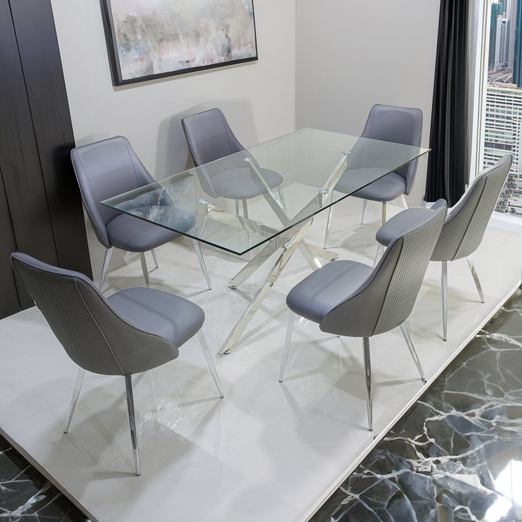 6 seater chrome dining set