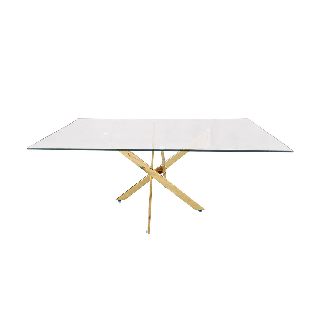 glass top gold dining table