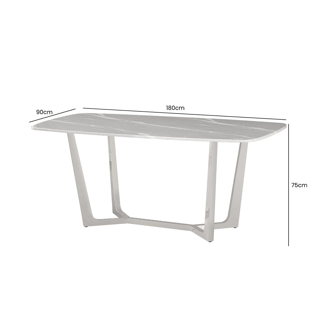 grey marble dining table with chrome base