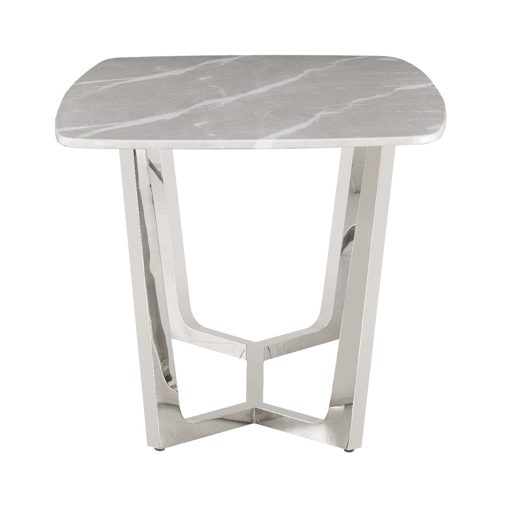 large marble dining table with chrome base