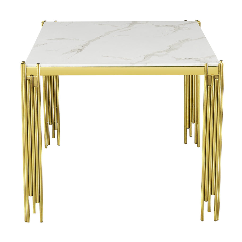 gold dining table with glass marble top
