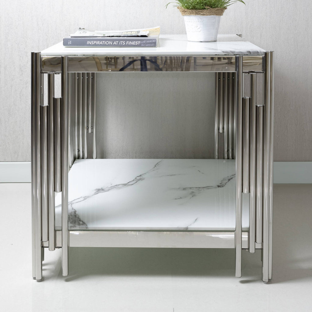 glass marble side table
