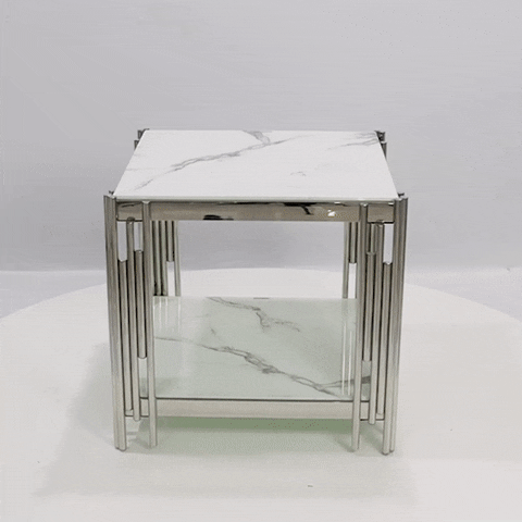 glass marble side table