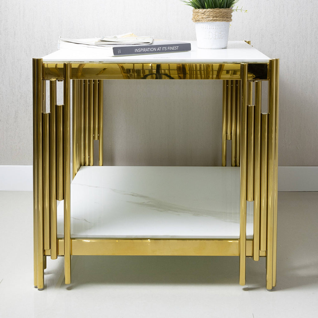 gold marble side table