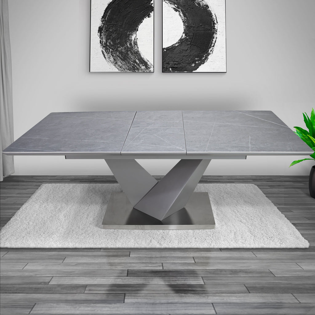extendable dining table in grey color