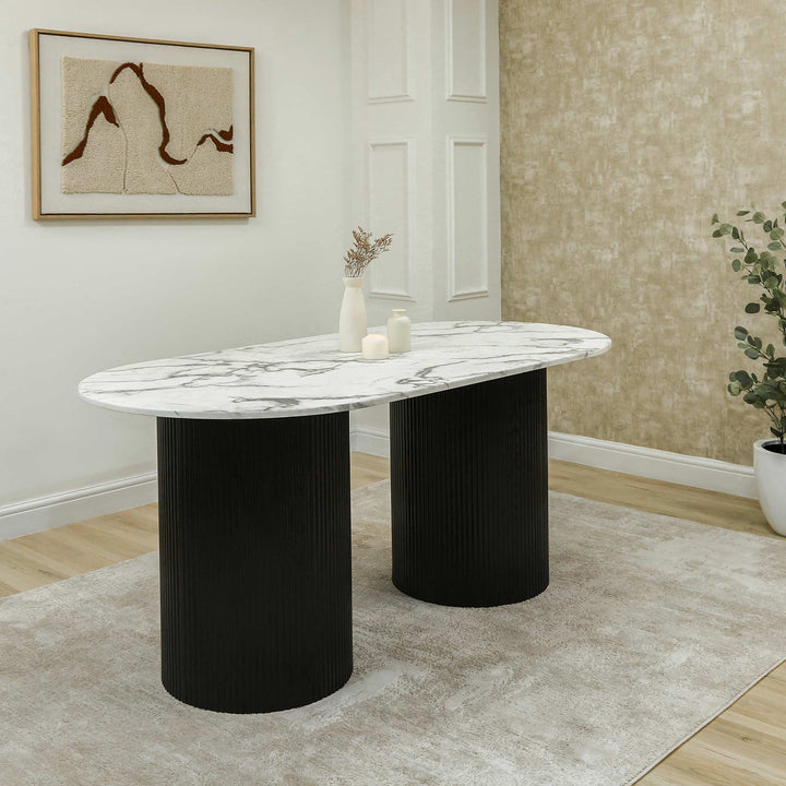 black dining table in Dubai