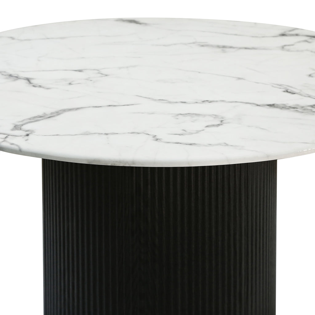 Dining Table - Avellino Round White & Black Ash Marble.