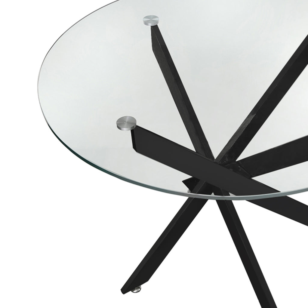 glass round dining table