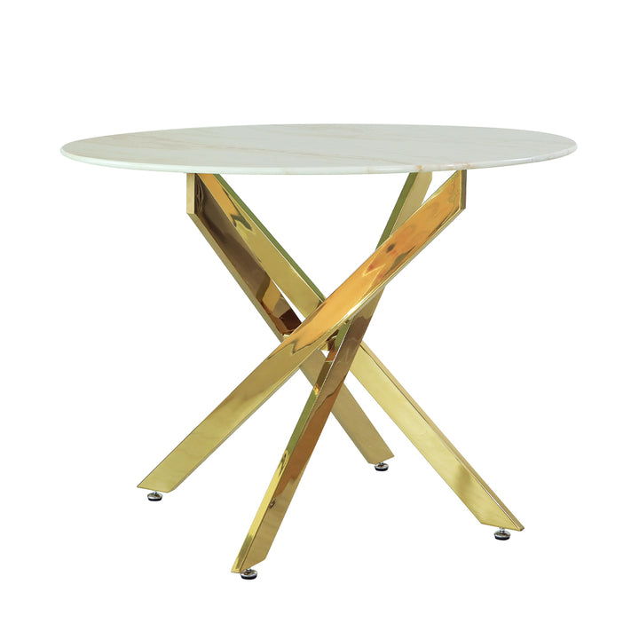 round dining table with gold legs
