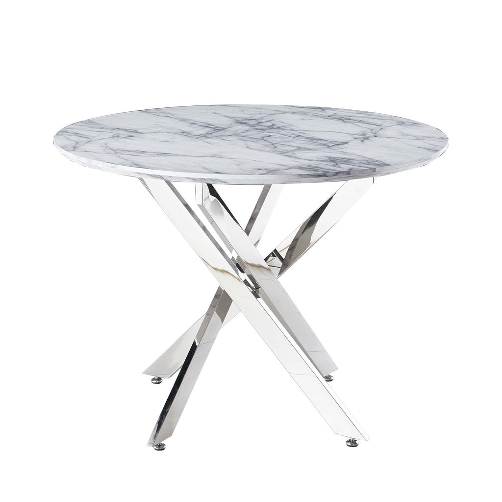 marble effect round dining table