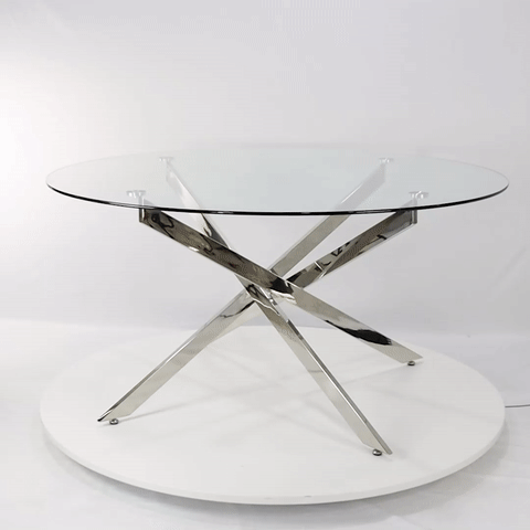 large round glass dining table