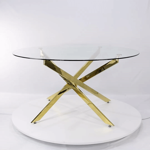 round gold dining table