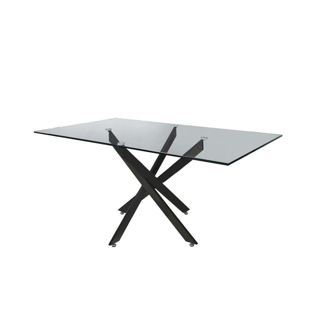 glass top black dining table