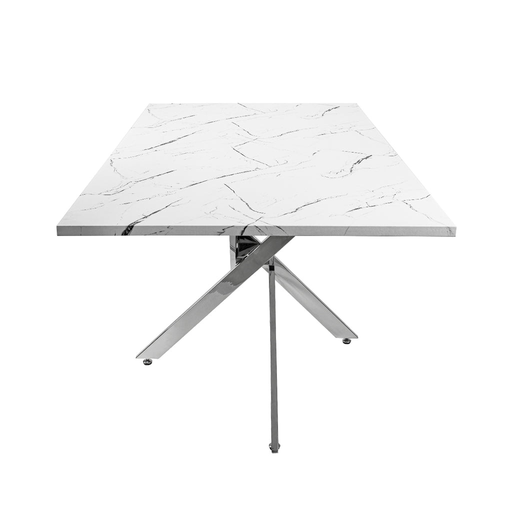 marble top chrome dining table 