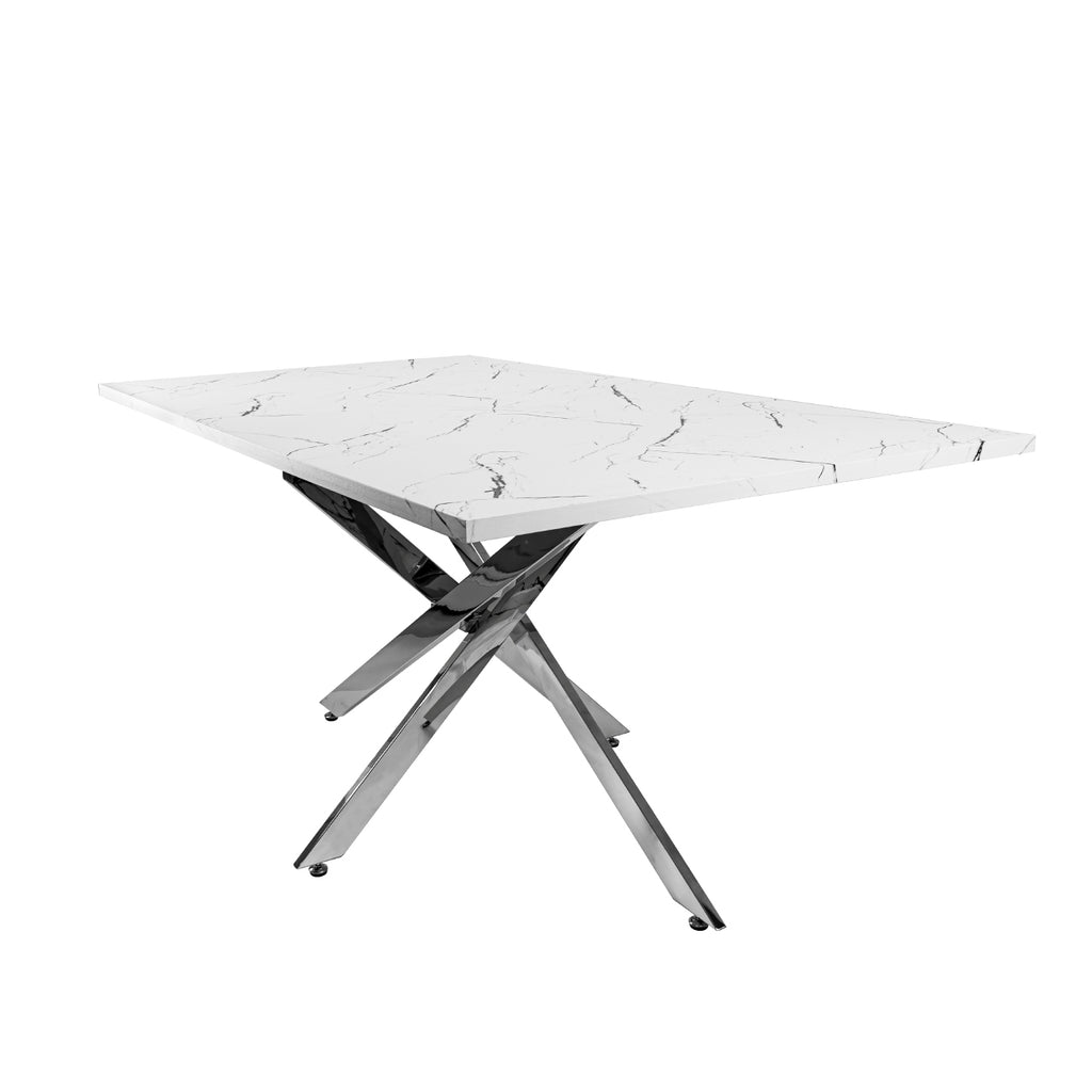 chrome based marble dining table
