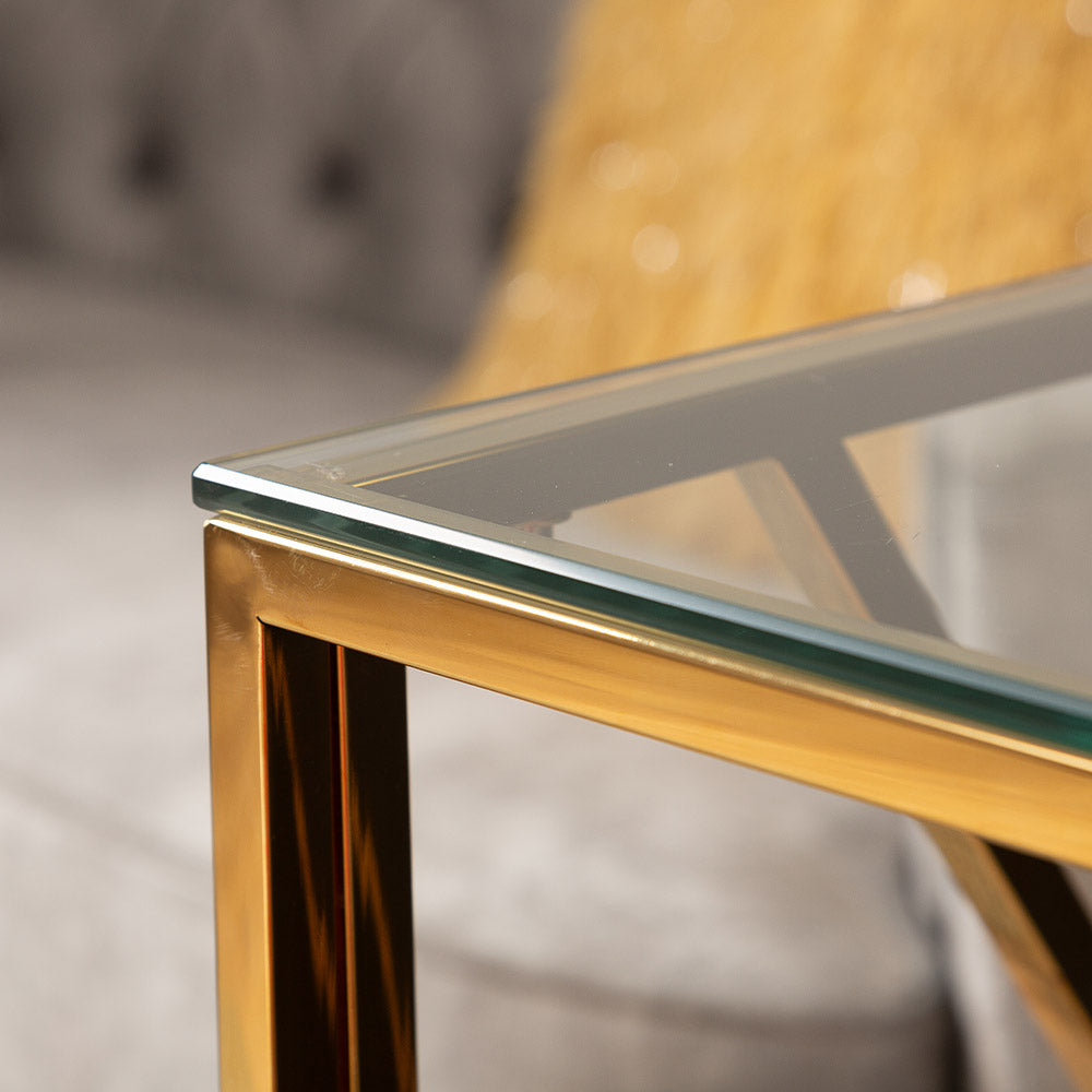 Silver and gold shop console table