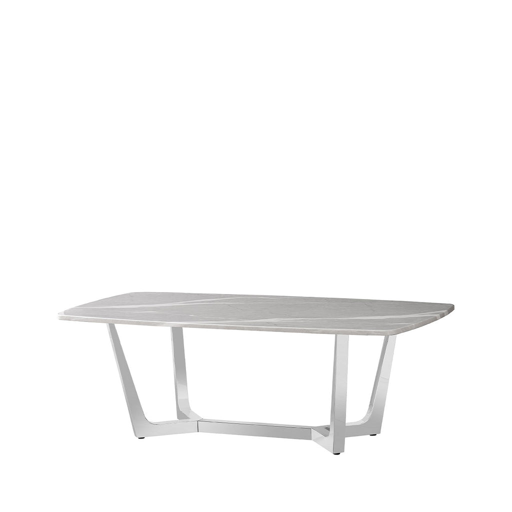 chrome coffee table with grey marble top 