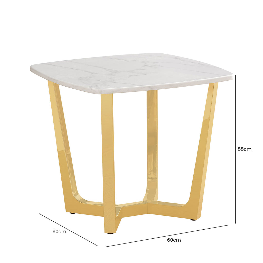gold end table with marble top