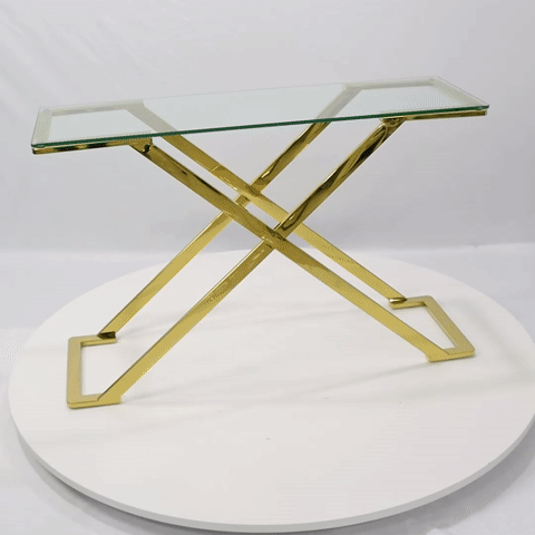Gold console table with coffee table