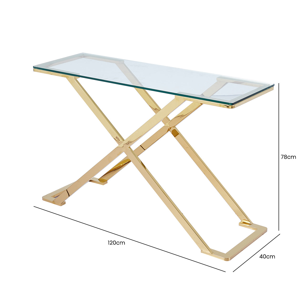 gold glass console table
