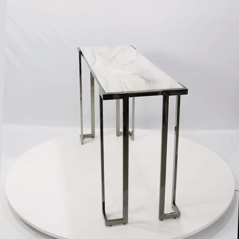 glass marble console table