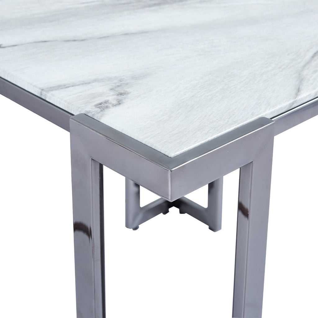 metal table with marble top