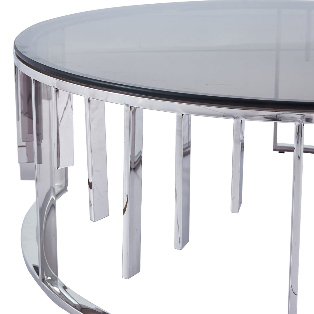 chrome coffee table with glass top