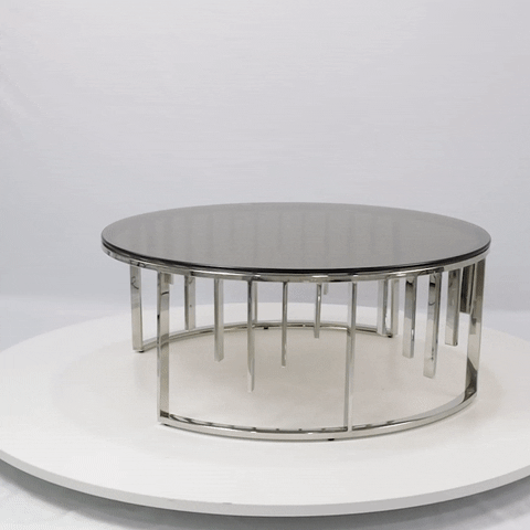 chrome round coffee table