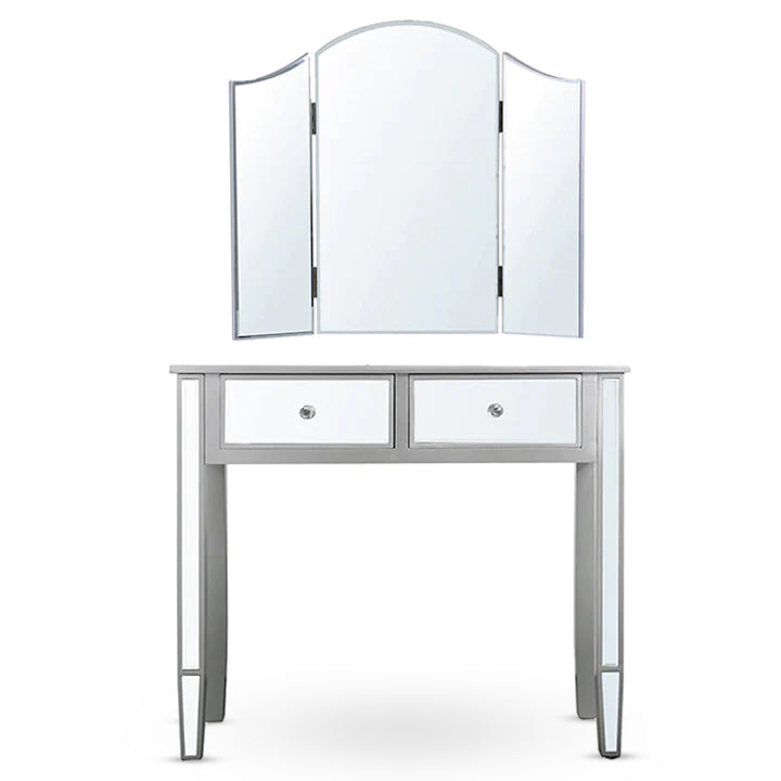 Bedroom Set of 2 Treviso Silver Console Table Vanity Mirror