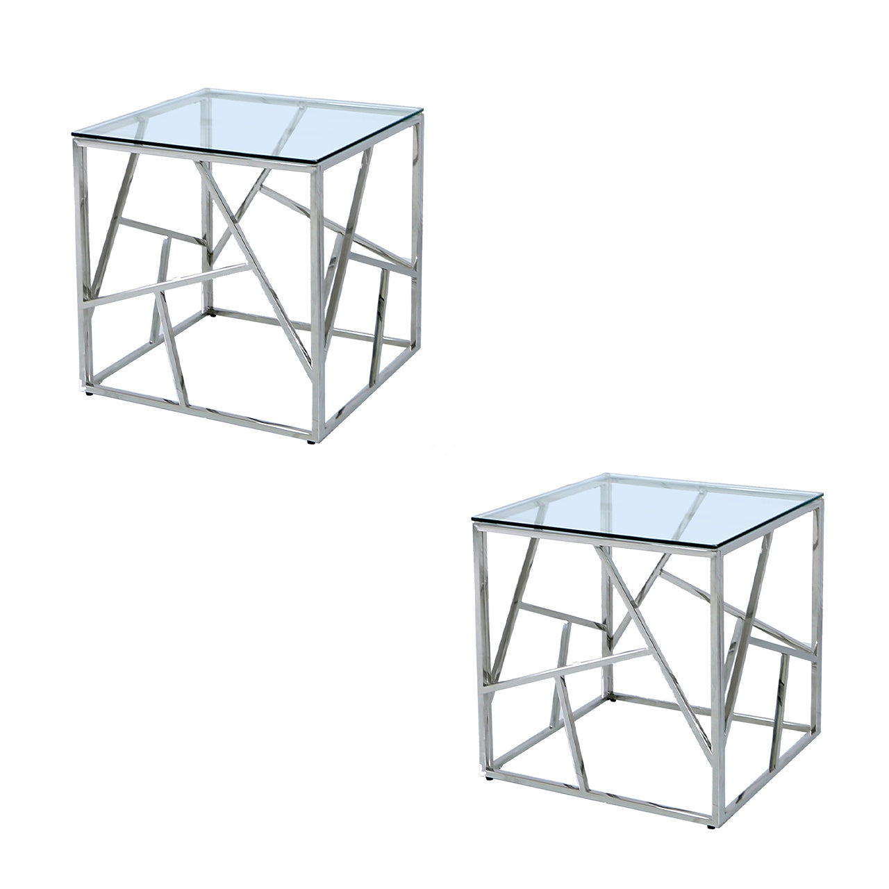 Living Room Set of 2 Roma Chrome Side Tables