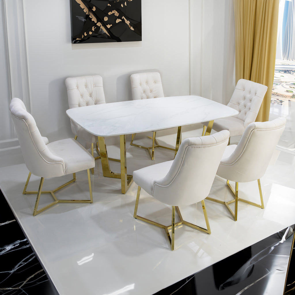 gold marble dining table set of 6