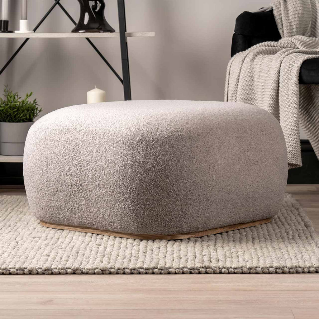 Buy Grey Bouclé Ottoman UAE | Vanity Living – VANITY LIVING