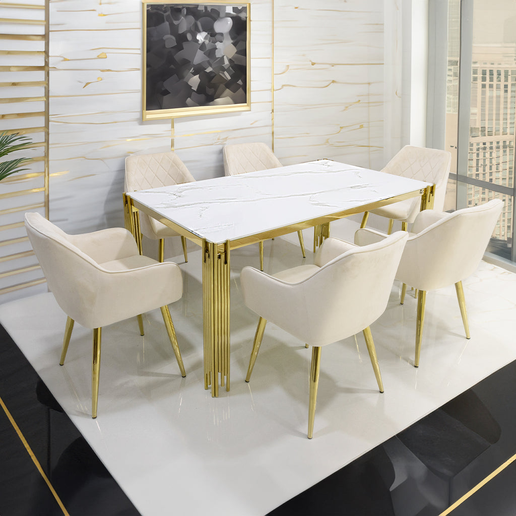 gold dining table set of 6