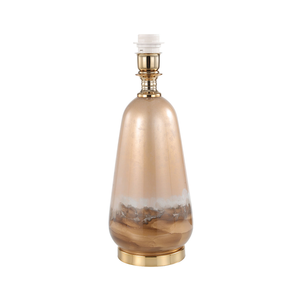 Two Tone Brown Glass Table Lamp with Dark Brown Satin Shade
