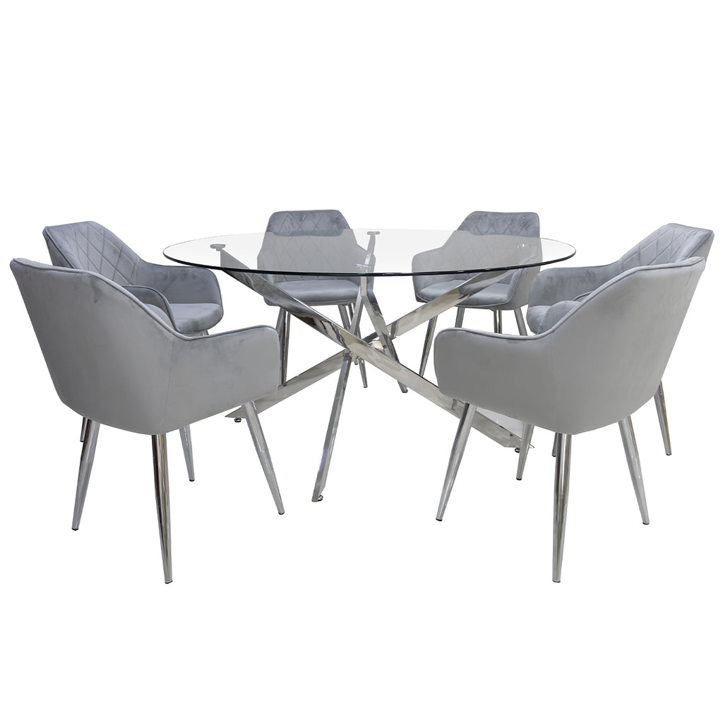 round glass dining table set of 6