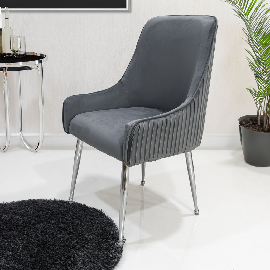 grey velvet chair