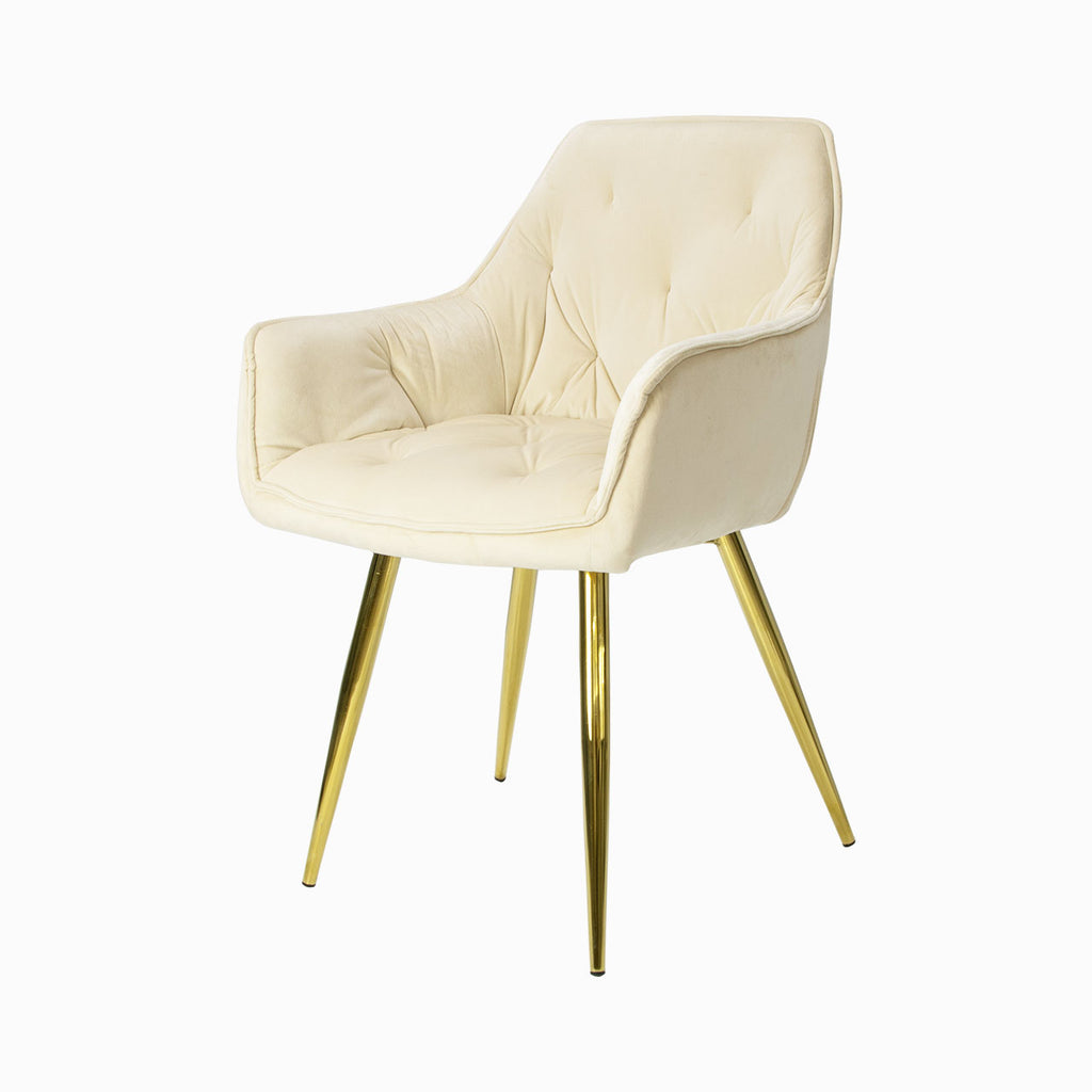 velvet cream arm chair