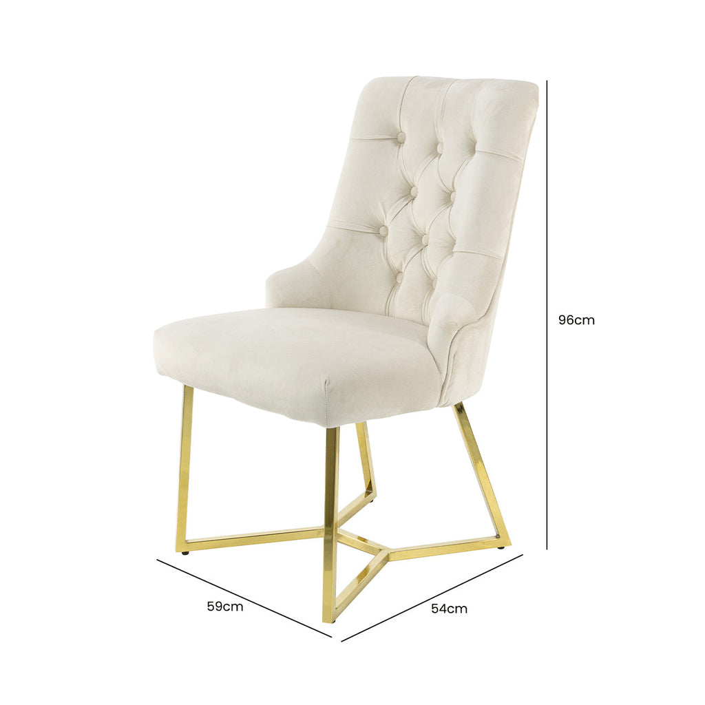 cream velvet luxury dining chair