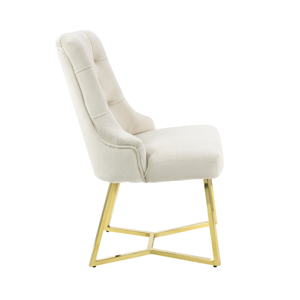 cream velvet dining chair with gold legs