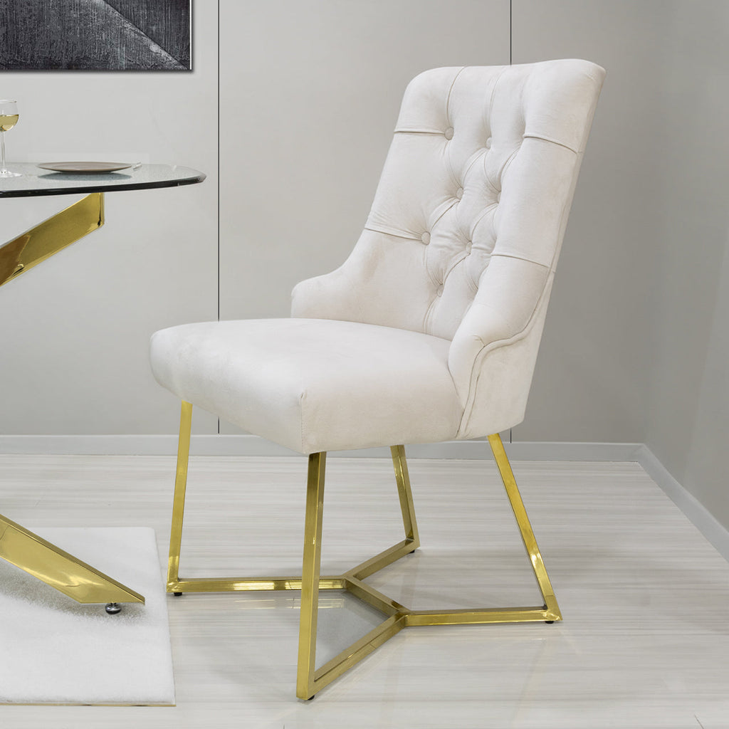 cream velvet dining chair