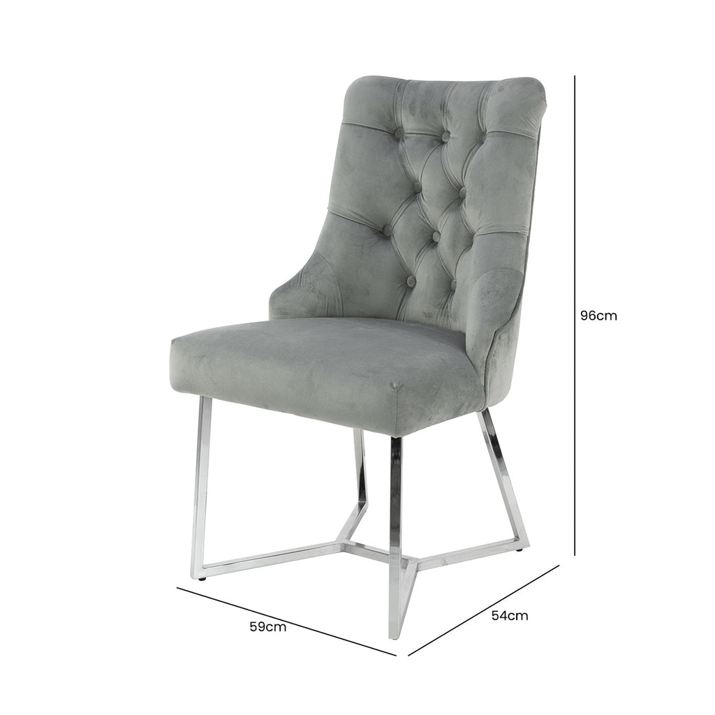 luxury velvet grey dining chair