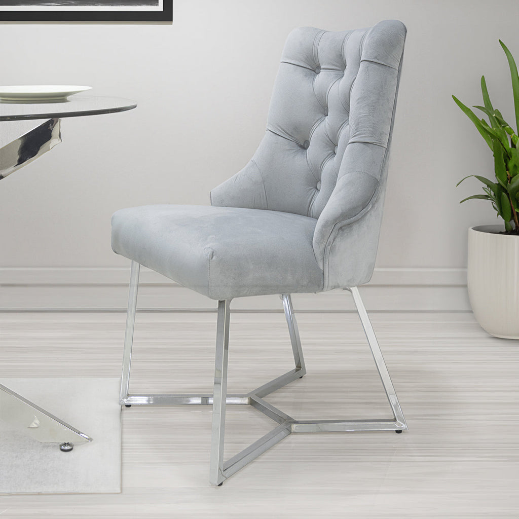 grey velvet dining chair